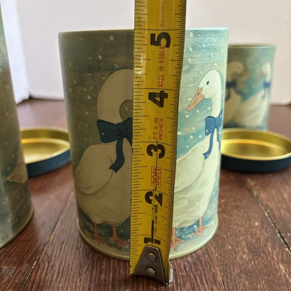 Vintage‎ Blue Bow Nesting Goose Canisters Tins 80s Country Farmhouse